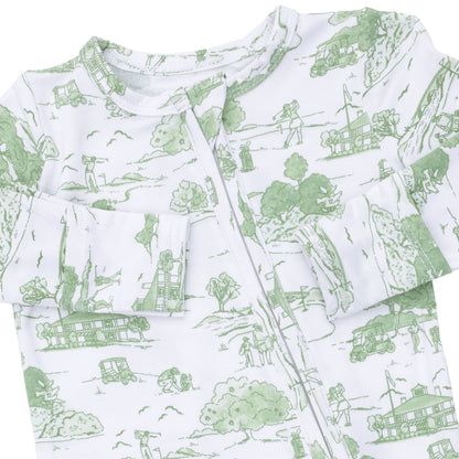 Golf Toile Green - 2 Way Zipper Footie