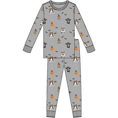 2PC PJ SET: L/S TOP + PANT KNIT-GREY MD.