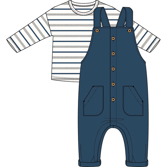 BLUEBERRY CORDUROY OVERALL SET