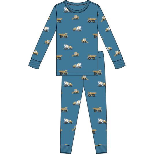 2PC PJ SET: L/S TOP + PANT KNIT-BLUE ROYAL