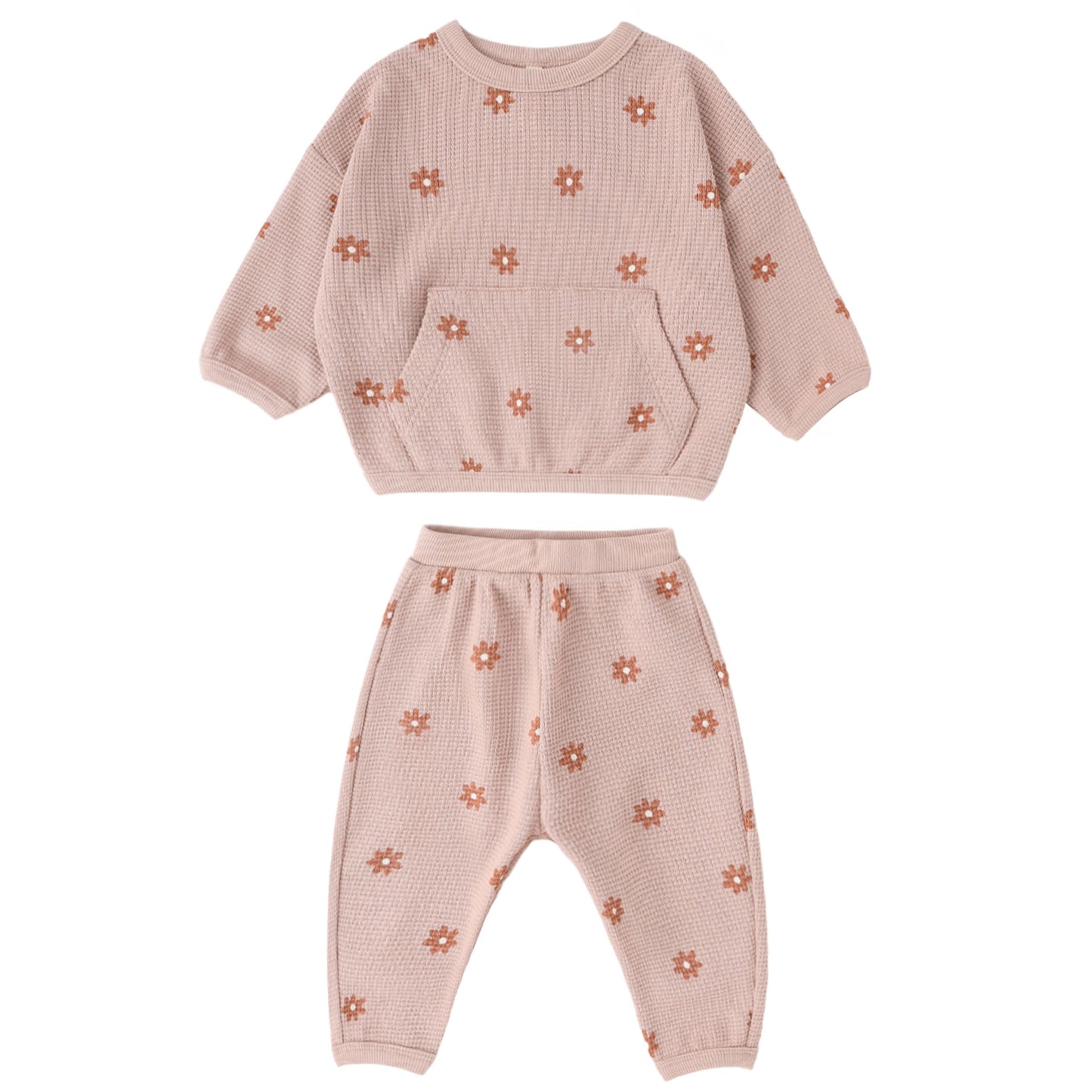 WAFFLE SWEATER SET PINK DAISY