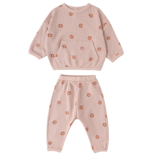 WAFFLE SWEATER SET PINK DAISY