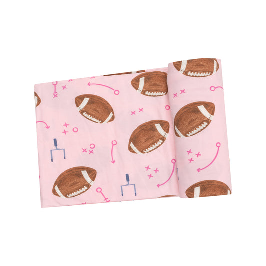 Footballs Pink - Swaddle Blanket