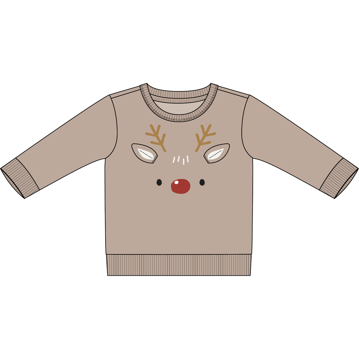 LITTLE REINDEER ON TAUPE FLEECE SWEATSHIRT