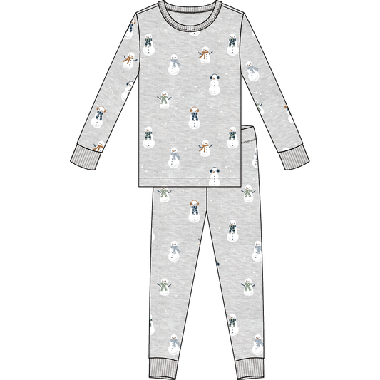 2PC PJ SET: L/S TOP + PANT KNIT-HEATHER GREY LT.