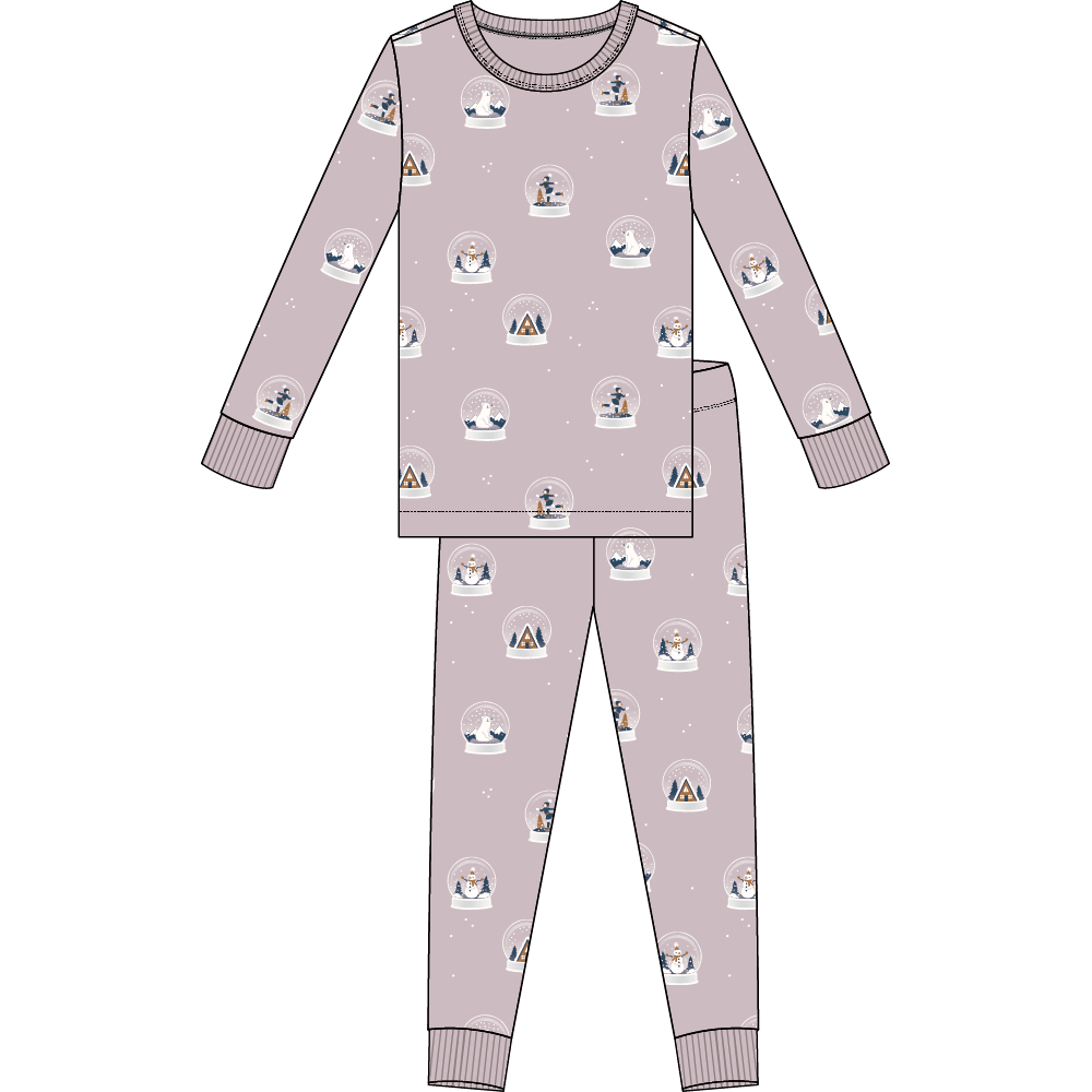 2PC PJ SET: L/S TOP + PANT KNIT-PURPLE LT.
