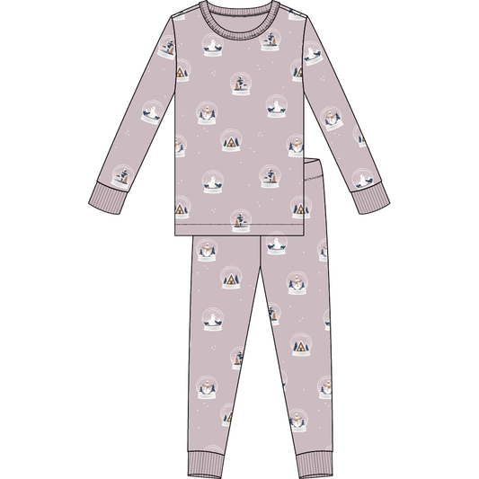 2PC PJ SET: L/S TOP + PANT KNIT-PURPLE LT.