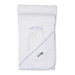 Hooded Towel with Mitt Set-White/Blue