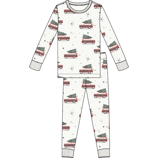 2PC PJ SET: L/S TOP + PANT KNIT-OFFWHITE