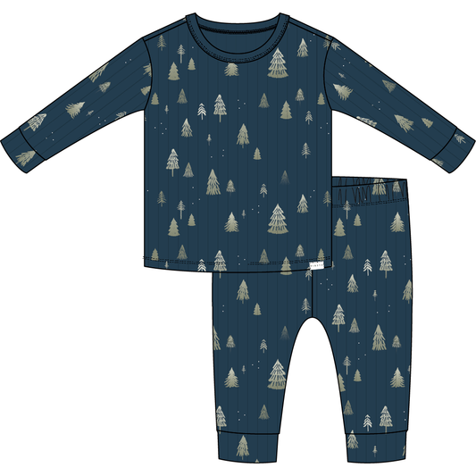 2PC PJ SET: L/S TOP + PANT KNIT-NAVY