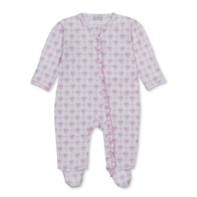 Windowpane Bows footie w/ zip prt