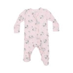 Gray Elephants - Pink 2 Way Ruffle Zipper Footie