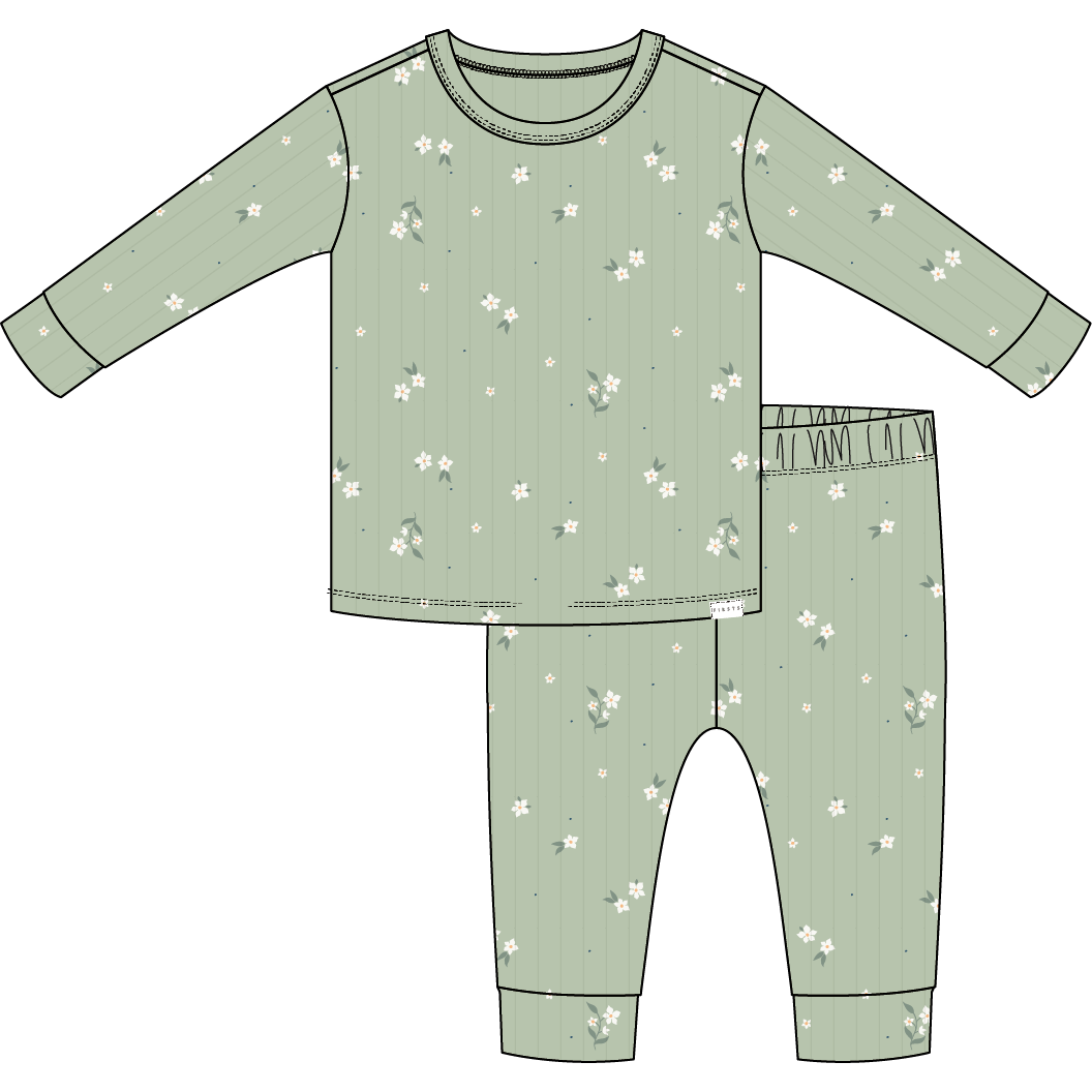 2PC PJ SET: L/S TOP + PANT KNIT Asst Prints