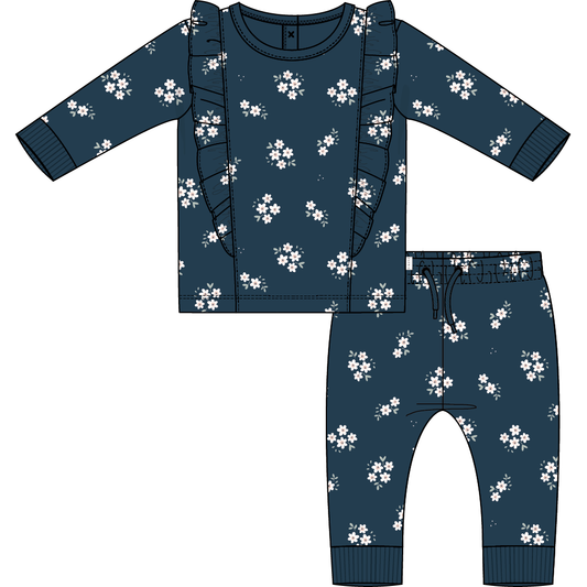 2PC SET: L/S TOP + PANT KNIT-NAVY