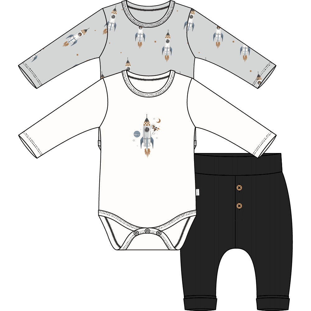 3PC SET: 2 BODYSUITS + PANT KNIT-OFFWHITE