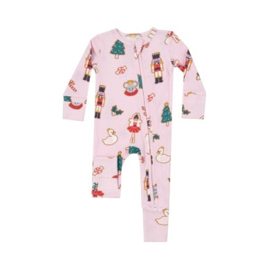 Sugar Plum Fairy Christmas Cookie Pink - 2 Way Zipper Romper