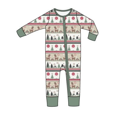 Reindeer Fair Isle - 2 Way Zipper Romper