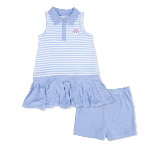 Striped Golf - Polo Tennis Dress with Cartwheel Short
