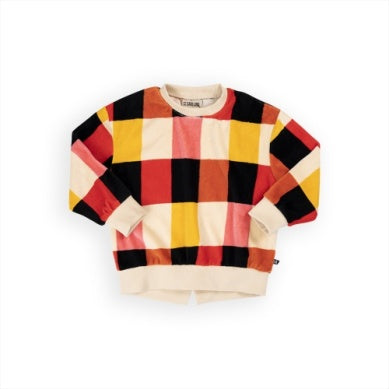 CHECKERS GIRLS SWEATER SPLIT VELVET