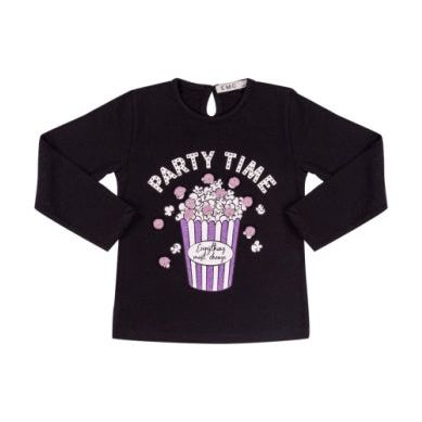 STRETCH JERSEY T-SHIRT PARTY TIME BLACK