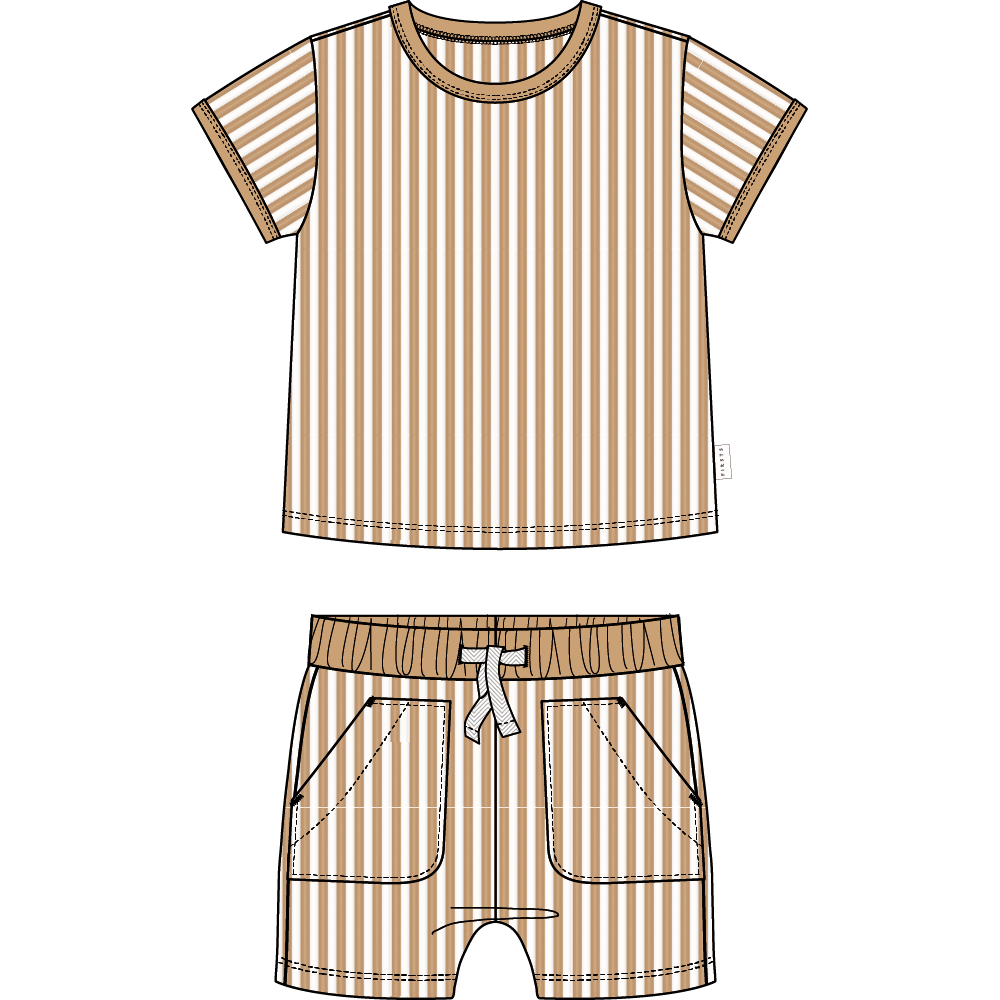 2PC SET: S/S TOP + SHORTS KNIT-YELLOW GOLD