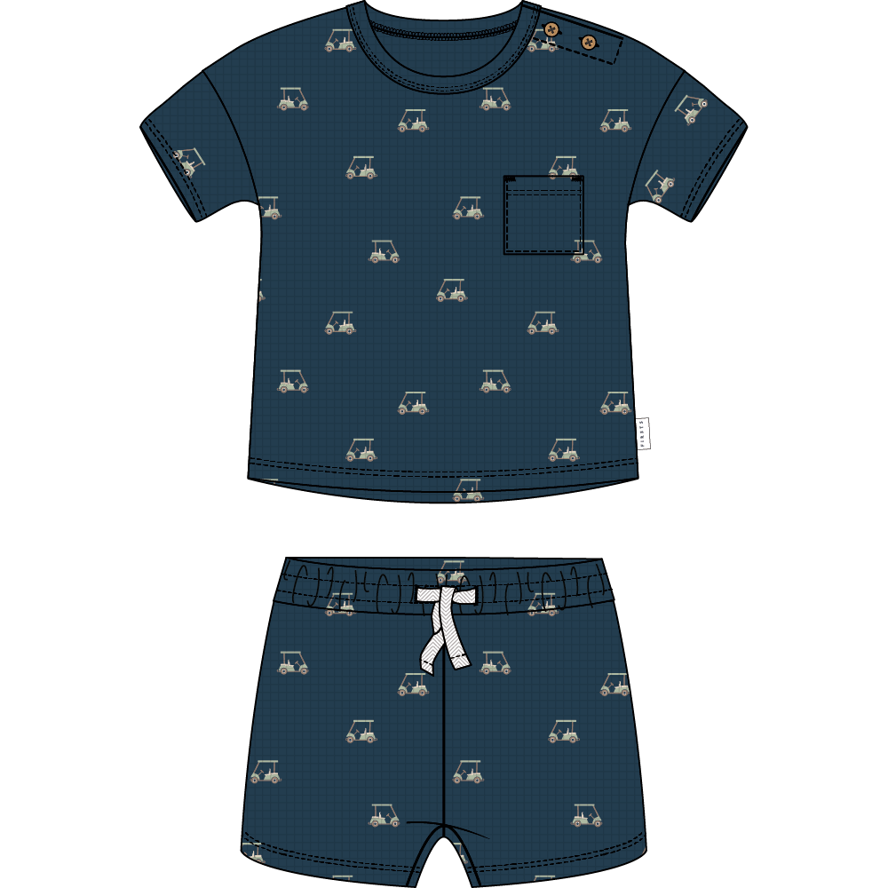 2PC SET: S/S TOP + SHORTS KNIT-NAVY