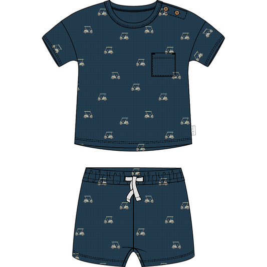 2PC SET: S/S TOP + SHORTS KNIT-NAVY