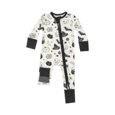 Black And White Halloween 2 Way Zipper Romper