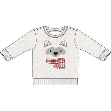 EMBROIDERED HUSKY ON OFF-WHITE SHERPA SWEATSHIRT