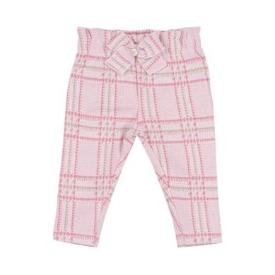 CHECKERED YARN DYED KNIT FABRIC PANTS