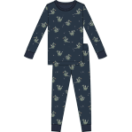 Fire breathing dragon print on navy blue pj set