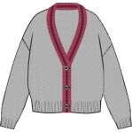 GREY AND BURGUNDY CARDIGAN