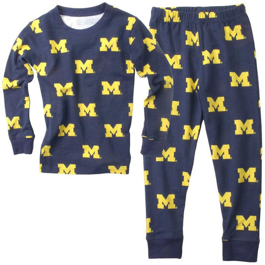 Wes & Willy Michigan Wolverines Allover Printed Pajama-Navy