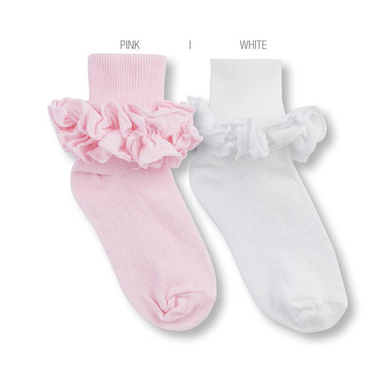 Ruffle Frill Sock White or Pink