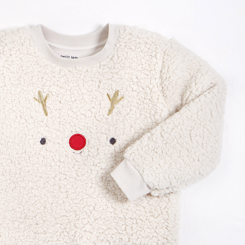 Reindeer on Crème Sherpa Sweatshirt