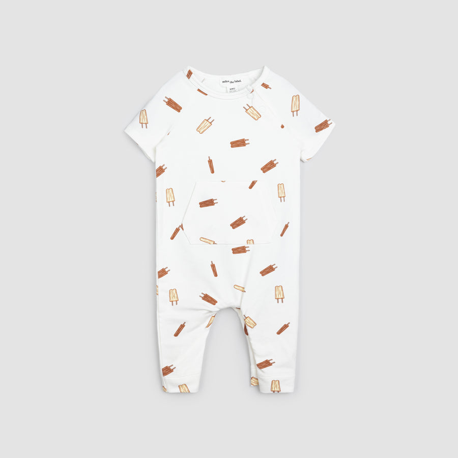 Popsicle Print on Off-White Short-Sleeve Playsuit