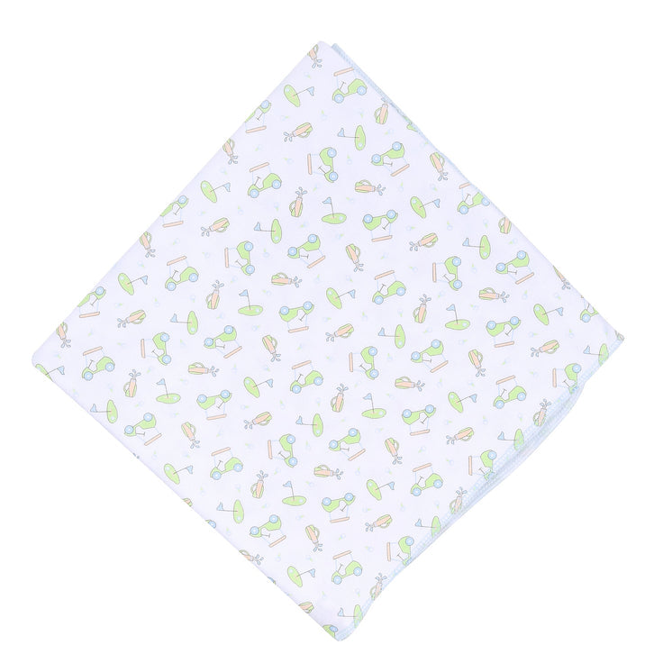 ON THE GREEN BLUE PRINTED SWADDLE BLANKET