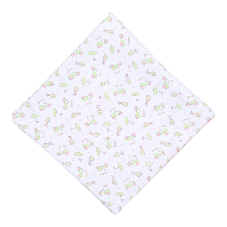 ON THE GREEN PINK PRINTED SWADDLE BLANKET