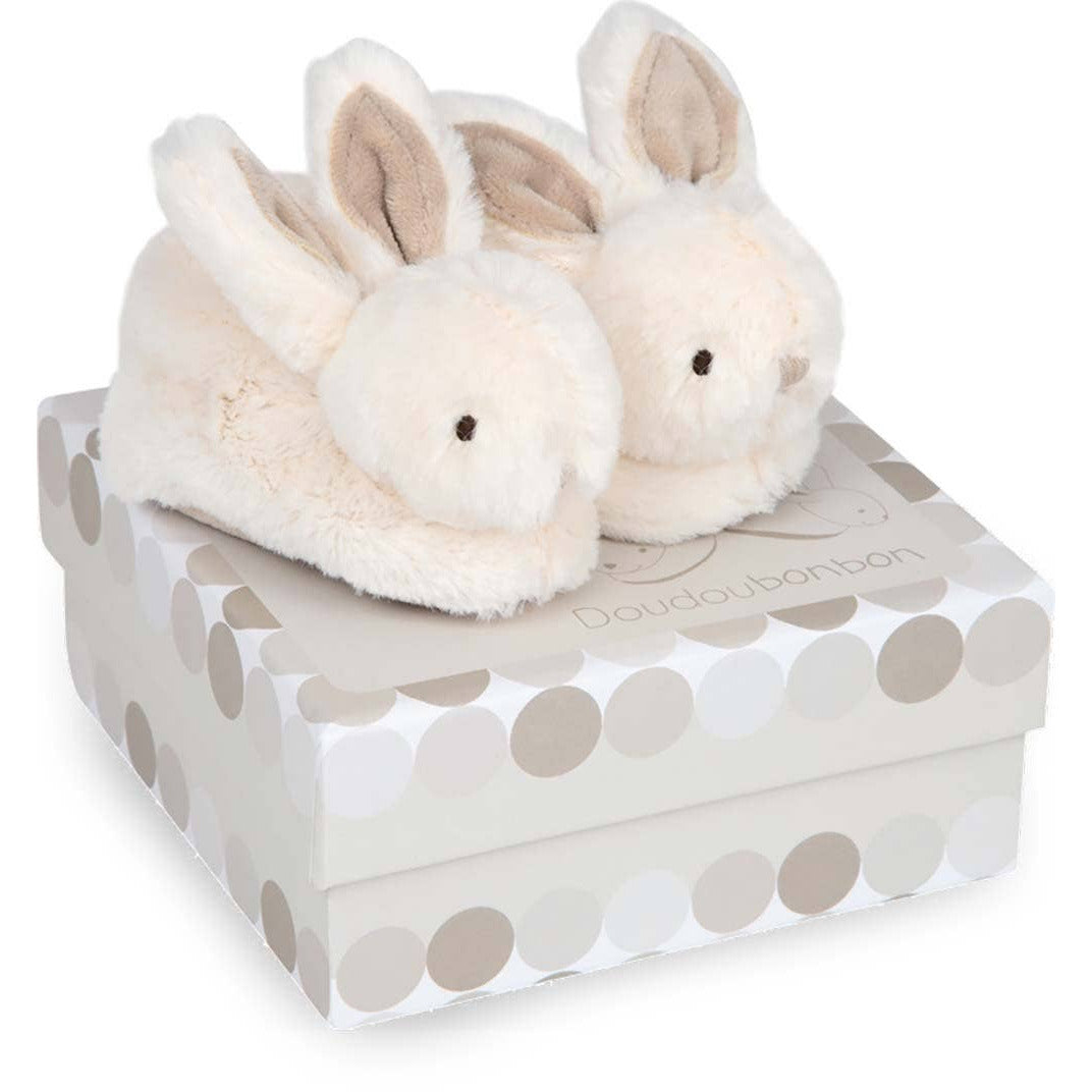 Tan Bunny Booties With Rattle