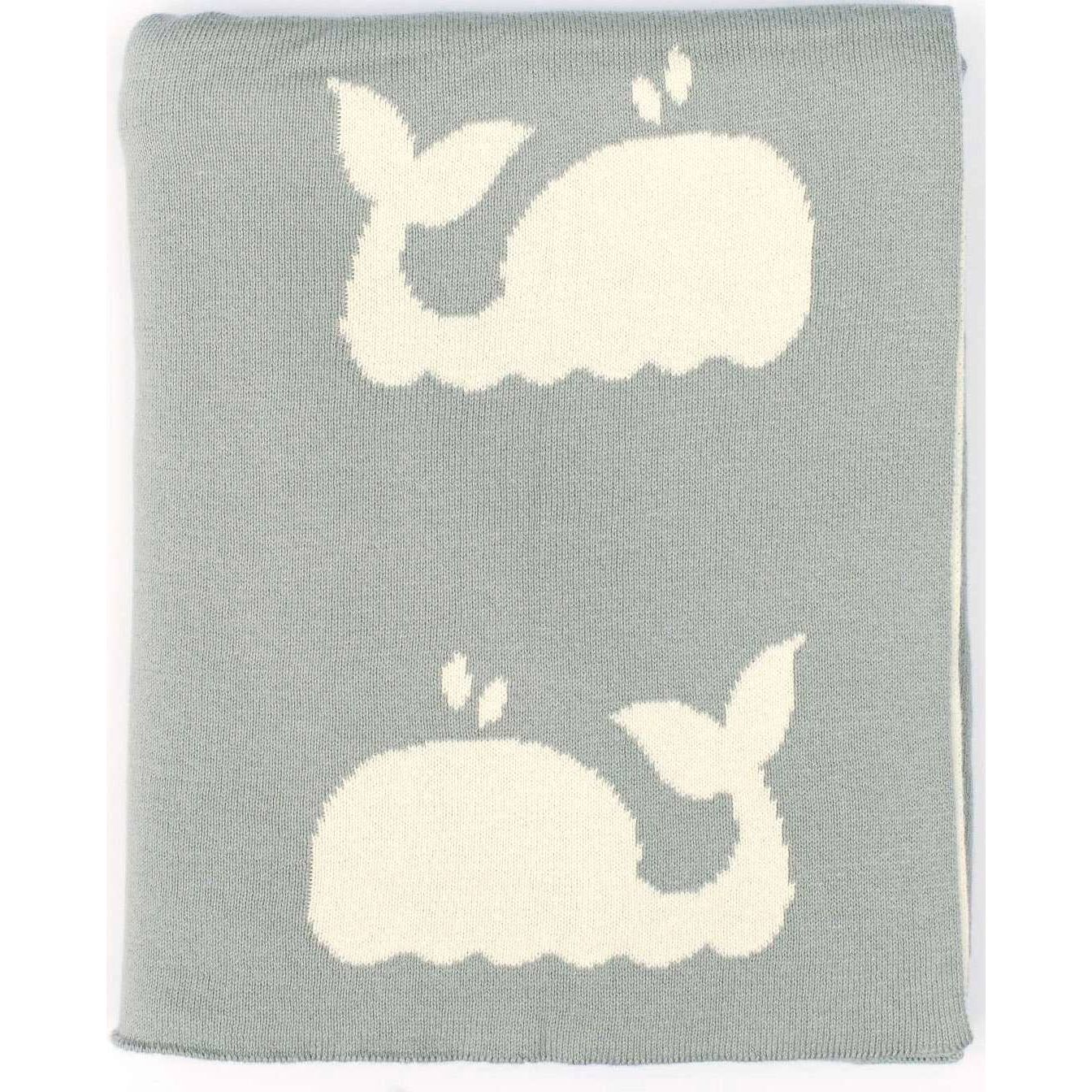 Whale Design Knit Cotton Baby Blanket