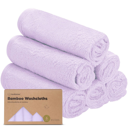 6-Pack Baby Bamboo Washcloths (Soft Lilac)