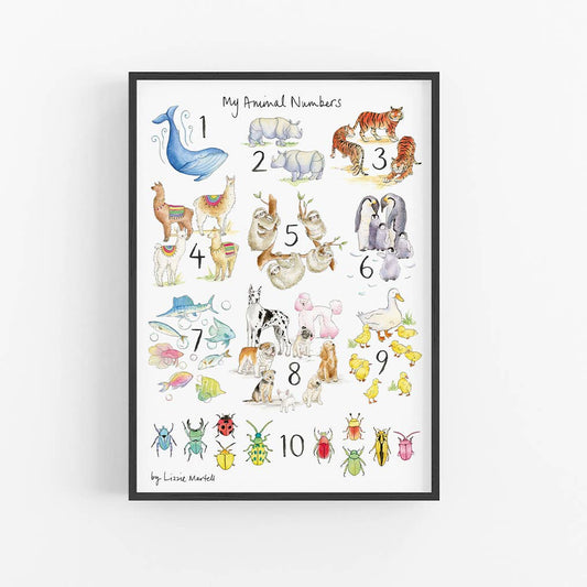 My Animal Numbers A3 Art Print
