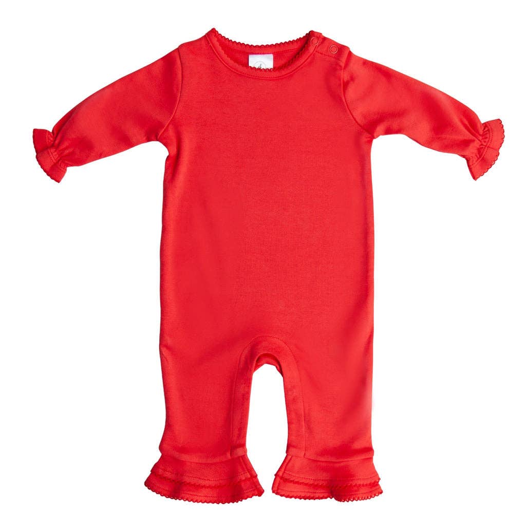 Ruffle Romper Red w/Hand EMB Love