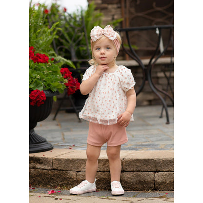 Top and Knit Shorts 2 PC Little Girl Set