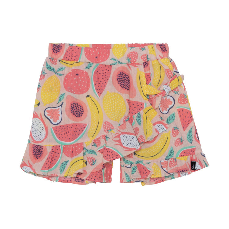 Printed Skort With Frill Coral Fruits