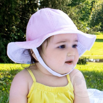 Girls Reversible Moonstitch Brim Pink Sun Hat