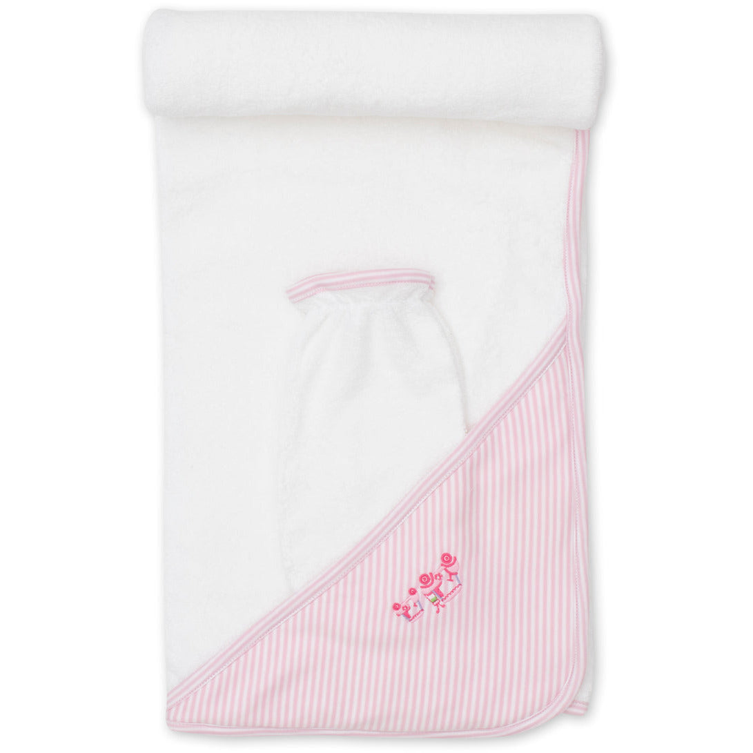 Hole In One Pink Hooded Towel & Mitt Set