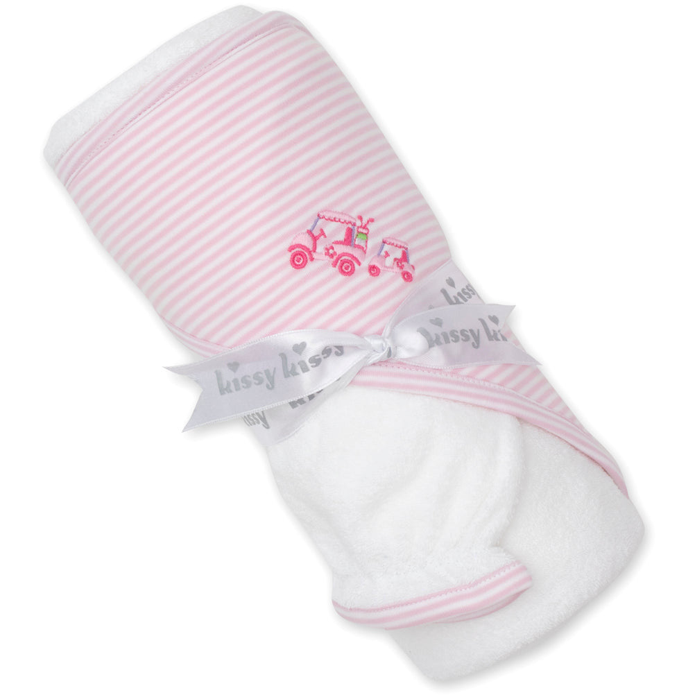 Hole In One Pink Hooded Towel & Mitt Set