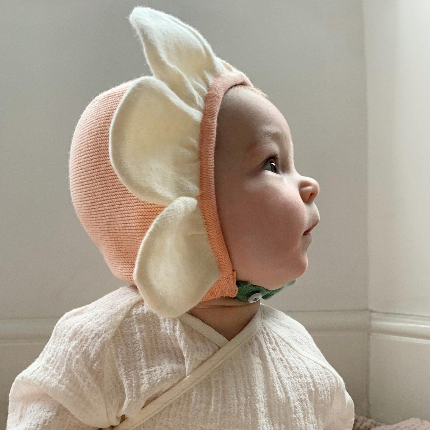 Peach Daisy Baby Bonnet