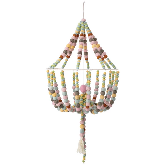 Wool Felt Pom Pom Chandelier Shaped Mobile